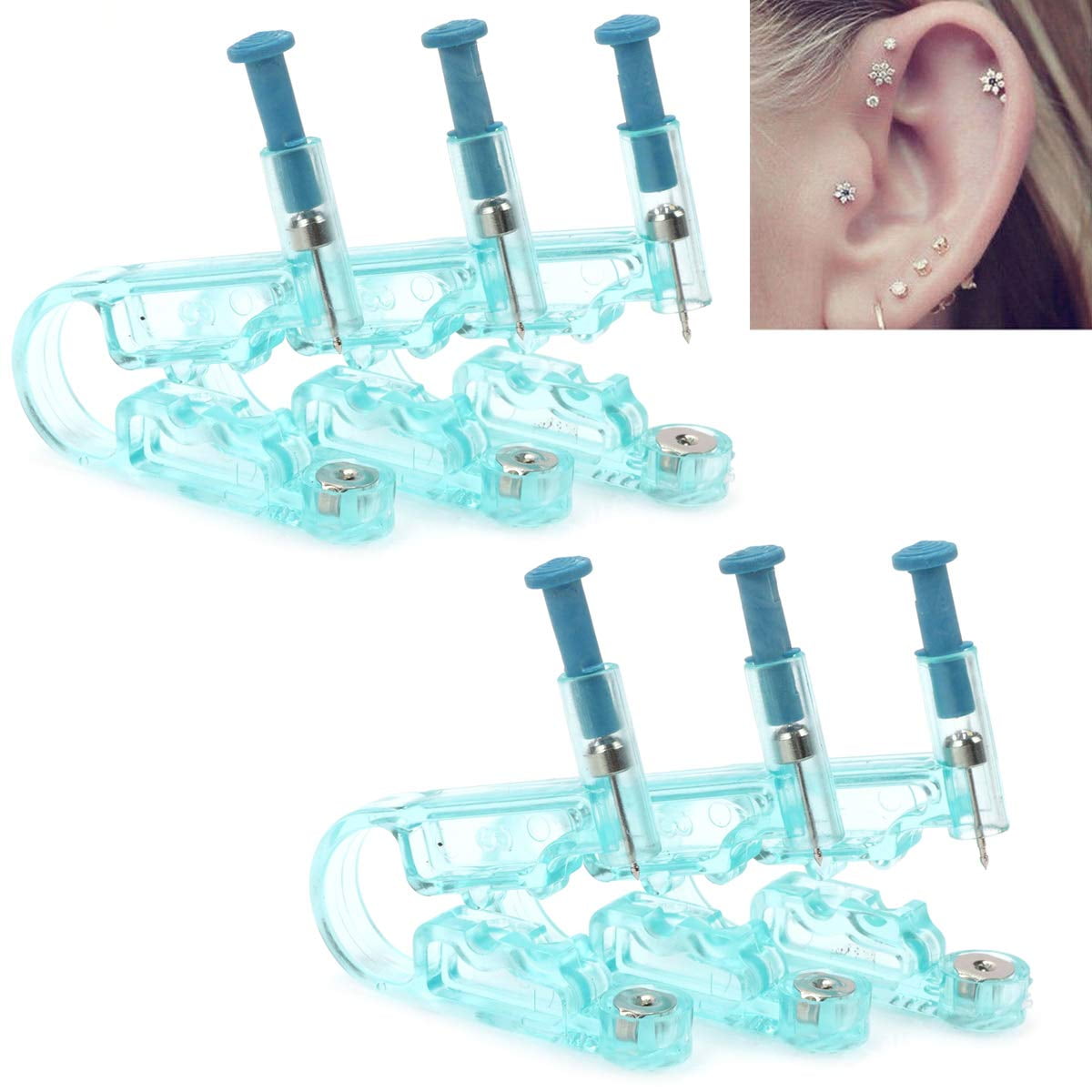 2 Pack Safety Ear Piercing Kit Disposable Self Ear Piercing Gun with Ear  Stud216