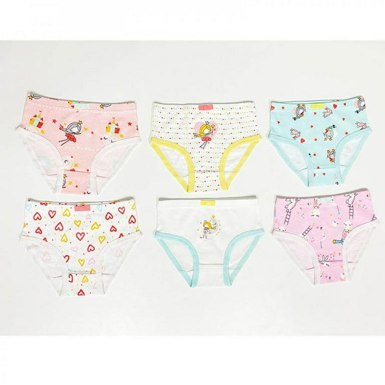 6pcs/lot Kids Briefs Kids Girl Casual Simple Cartoon Printed Panties  Triangle Underwear Clothes Six Packs 2-10 Years
