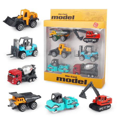 6pcs/set Alloy Engineering Truck Loader Tractor Excavator Classic Construction Model Vehicle Toys Educational Toys for Kid Gifts