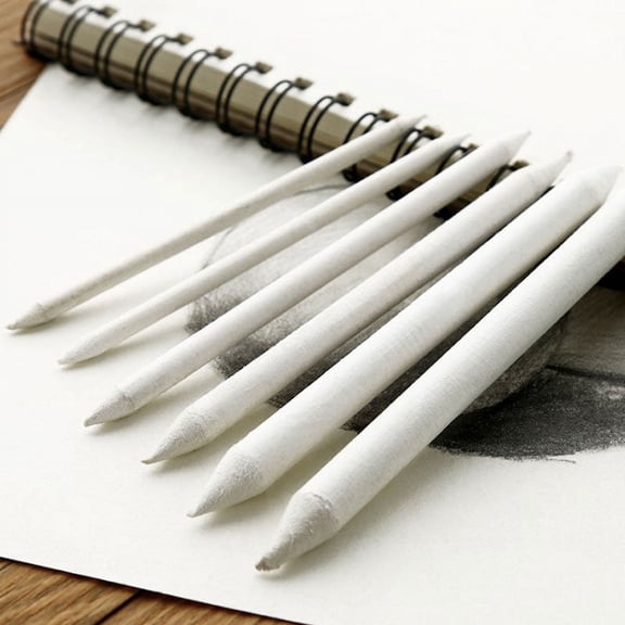 6pcs/set Blending Smudge Stump Stick Tortillon Sketch Art White Drawing CharcAL