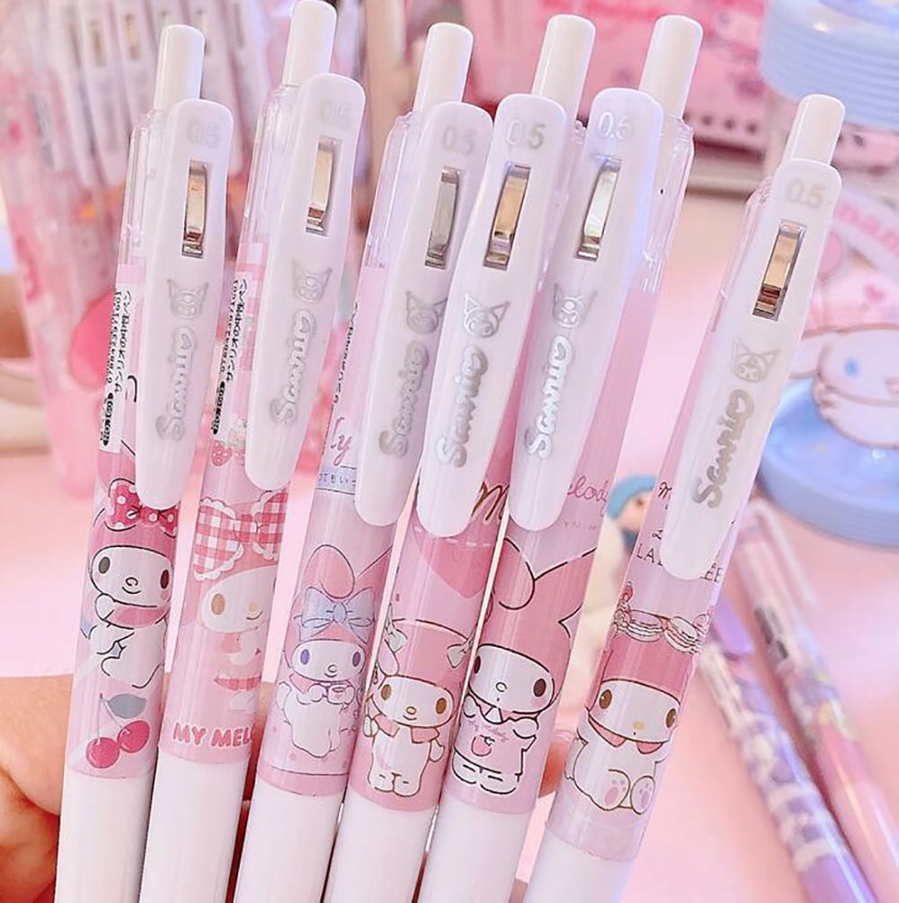 6pcs/set Cartoon Melody Gel Pen 0.5mm Black Ink Pen Quick-Drying Press Pen