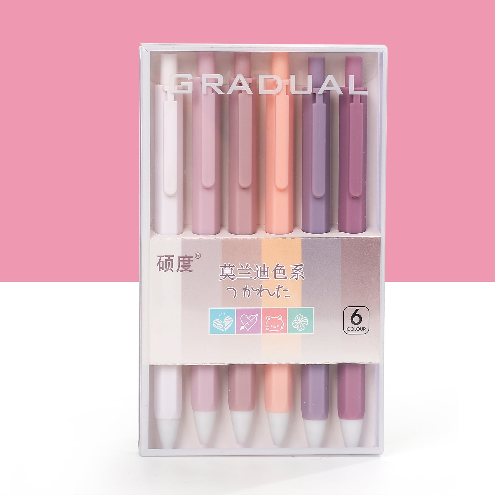 6pcs/set Creative cute morandi Simple small fresh gel pen kawaii Quick