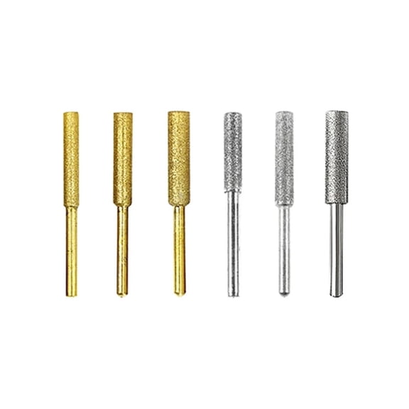 6pcs/set Diamond Coated Cylindrical Burr 4/4.8/5.5mm Chainsaw Sharpener Stone File Chain Sharpening Carving Grinding Tools Kits
