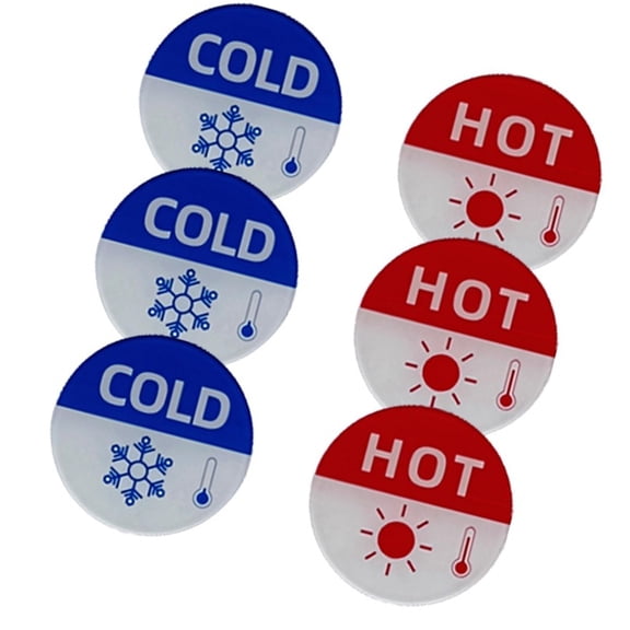 6pcs/set Easy to Use Water Temperature Labels Temperature Stickers Quick Identification Stickers Clearly Mark Hot & Cold