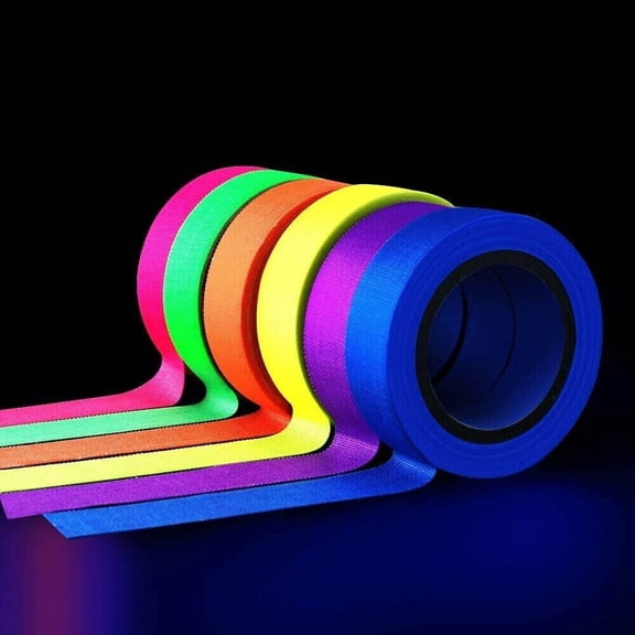 6pcs/set Gaffer UV Fluorescent Tape Self-adhesive Sticker Reactive Dark in Glow