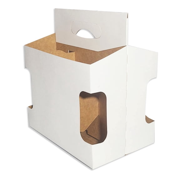 6pk Cardboard Bottle Carriers White Die-Cut 75ct