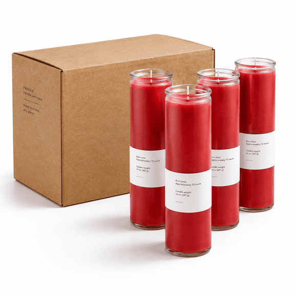 6pk Red Rojo Unscented 90-hour Prayer Devotional Candles In Glass