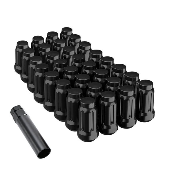 6pt spline Lug Nut, Black 12X1.5 Closed End Hex 3/4 Inch 19mm Corn Seat Lug Nuts 1.38" Length with 2 Spline Key/Socket Wheel Nuts Wholesale Set of 100, 100+2