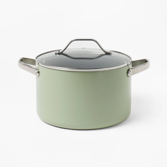 6qt Nonstick Ceramic Coated Aluminum Stock Pot