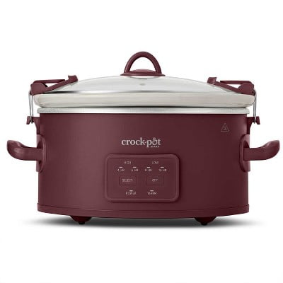 6qt Programmable Slow Cooker Ceramic Lambrusco Red: 3 Settings, Dishwasher-Safe Parts, 210W