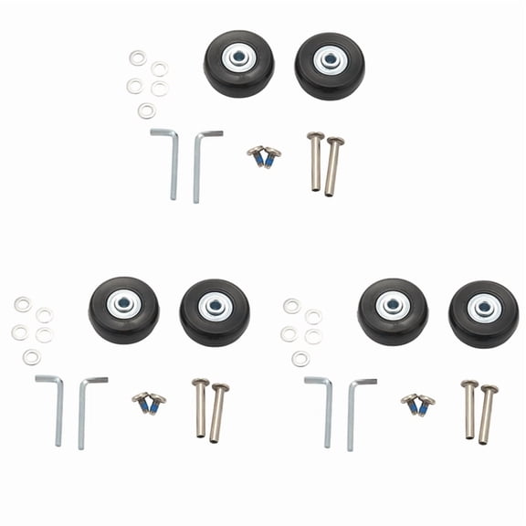 6set 45x19mm Luggage Suitcase / Inline Outdoor Skate Replacement Wheels Black