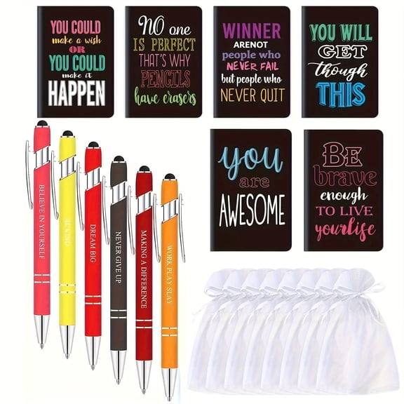 6set Inspirational Gifts Include 6 Spiral Notebooks Bulk Journals with 6 Christian Pens 6 Organza Bags Prayer Journal Bible Jesus Notepads for Women and Men Perfect Home Gifts