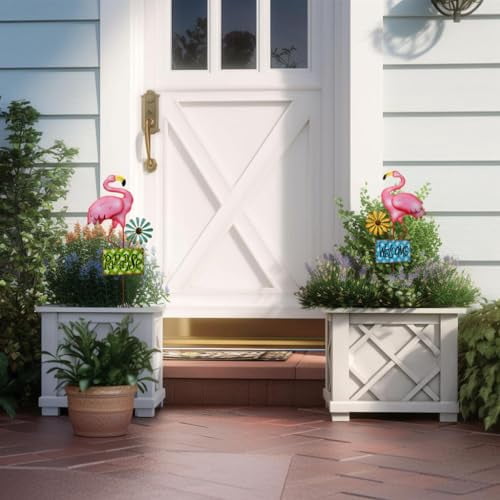 Jeff Granito's 'Spring Flamingo' Metal Yard Stake Set of TWO (2) - Pre-Order