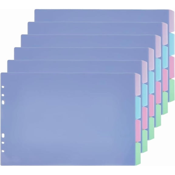 6sets 24 Sheets Binder Dividers with 4 Tabs A4 Multicolor Tabs Dividers Index Table of Contents Divider Plastic Binder Divider for Planner Notebook Loose Leaf Binders Colorful DIY