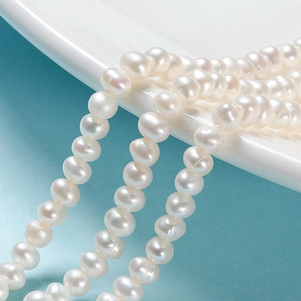 6strands Natural Cultured Freshwater Pearl Beads Strands Rondelle White 4~5x4mm Hole: 0.5mm about 51pcs/strand 7.68 inch(19.5cm)