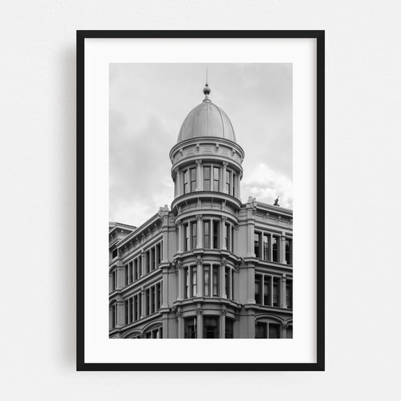 6th Ave & 21st B&W - Manhattan New York Photography Architecture Black and White City Vintage Art Deco Black Framed Wall Art Print 5 x 7 inches