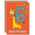 thumbnail image 1 of 6th Birthday Giraffe Greetings Card Plus Envelope Blank inside, 1 of 3