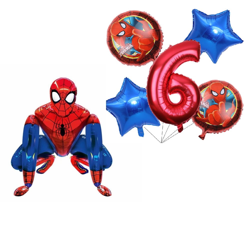 6th Birthday Marvel Spiderman Balloons for Boy Kids Party Supplies Decoration