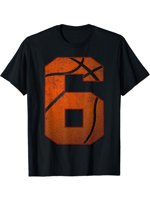 6th Birthday Party Six 6 Year Old Basketball Bday T-Shirt
