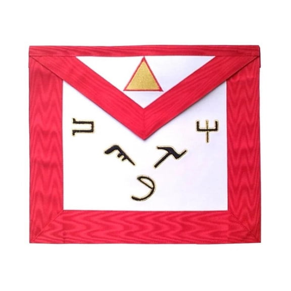 6th Degree Scottish Rite Apron - White & Red Moire with Gold-Plated Snake Fitting