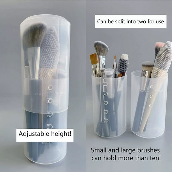 6th Gear Adjustable Transparent Makeup Brush Storage Cylinder Makeup Brush Holder Display Storage Cup Organizer With Lid