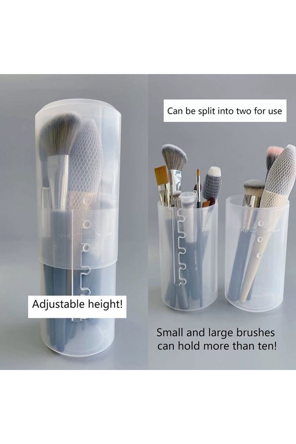 6th Gear Adjustable Transparent Makeup Brush Storage Cylinder Makeup Brush Holder Display Storage Cup Organizer With Lid