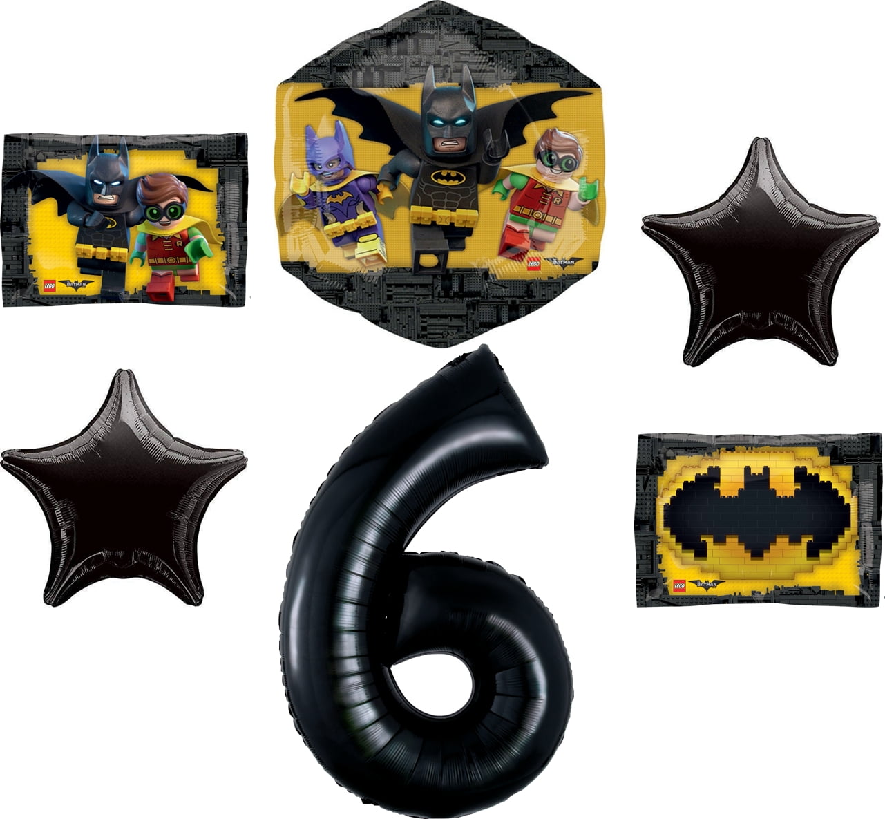 PARTY SUPPLY 6th LEGO Batman Movie Emblem Birthday Party Mylar Balloon Decorations Supplies