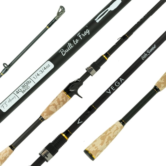 6th Sense – Vega Series Casting Rod for Bass Fishing – Purpose-Built Frog Rod with Heavy Power and Fast Action – 6'10" and 7'3" Models