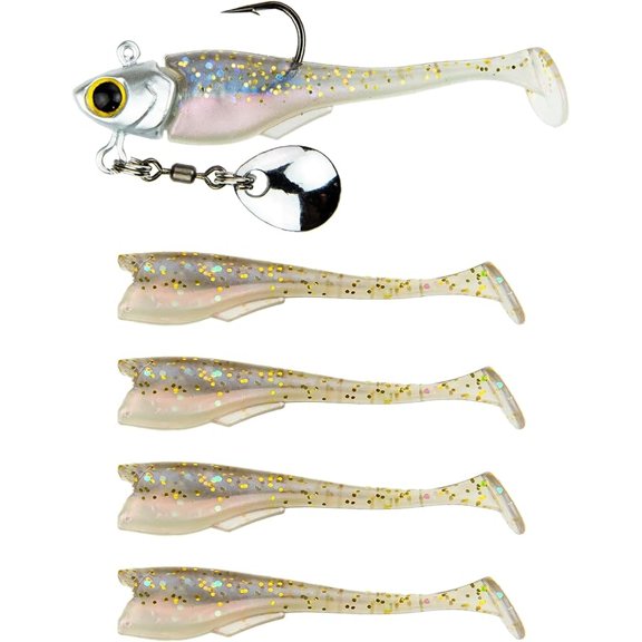 6th Sense – Pecos Underspin Kit Crappie Fishing Lure with Willow or Colorado Blades, Jig Head and 5 Matching Swimbaits