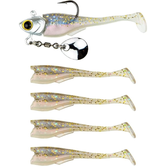 6th Sense Pecos Underspin Kit Crappie Fishing Lure with Jig Head Willow or Colorado Blade and 5 Matching Swimbaits