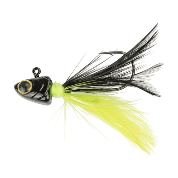 6th Sense Pluck Hair Jig - Designed with Josh Jones, Crappie Lure with Mustad Hooks & Vibrant Feathers - Multiple Colors Available (3/pk)