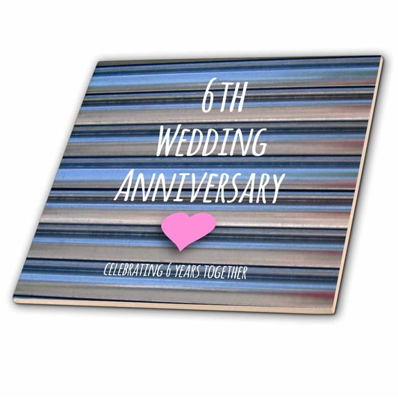3dRose, Gift For 6th Wedding Anniversary - Iron Celebrating 6 Years Together - Sixth Anniversaries - Six Yrs, 6 Inch Ceramic Tile