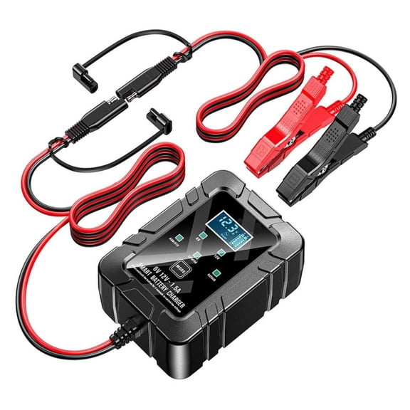 6v 12v Automatic Intelligent Recognition Intelligent Battery Charger Maintainer Smart Pulse Repair Trickle Car Motorcycle Marine Control with LED Display Sensor Accessories