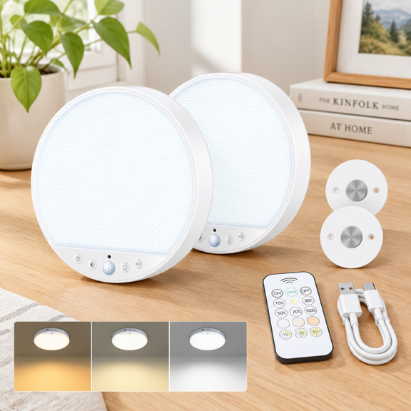 6w Motion Sensor Ceiling Light Indoor No Wiring Rechargeable Closet