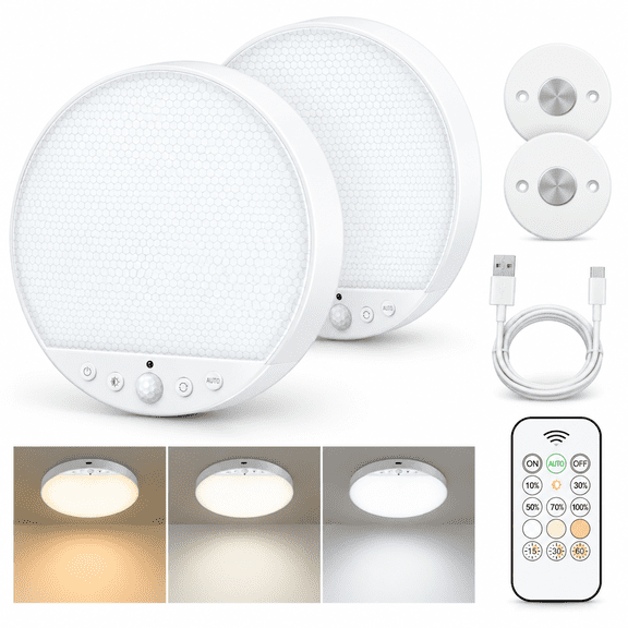 6w Motion Sensor Ceiling Light Indoor No Wiring Rechargeable Closet