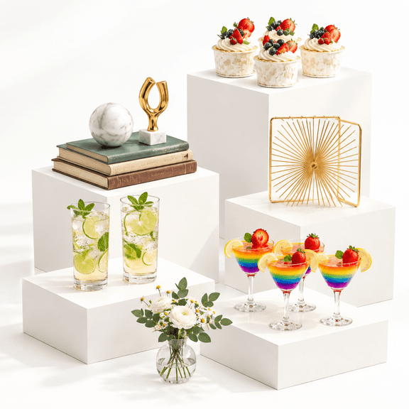 6white Food Display Risers Stands Desert (dessert) Buffet For Boxes - Dessert Displays Party Wedding Cake Elevator Riser Decor Ca