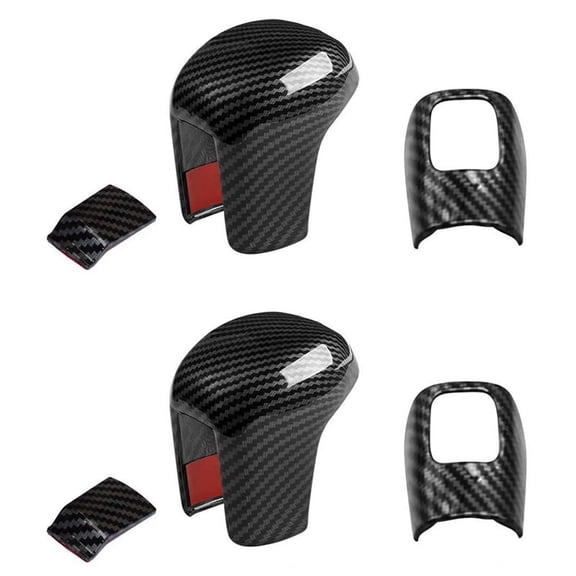 6x for 10Th 2016-2020 Car Carbon Fiber Gear Shift Knob Cover Lever Trim Shift Head Sticker Accessories,6 x gear head decoration cover,carbon fiber & black