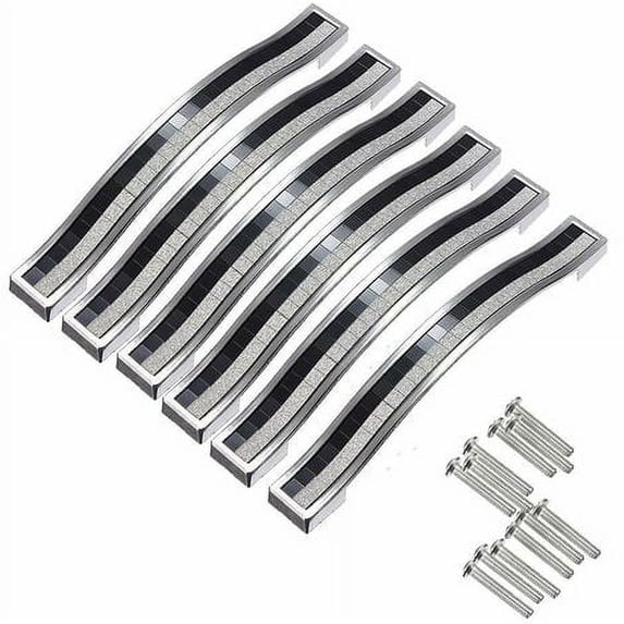 6x 128mm Crystal Door Handle Decoration Door Knob Furniture Knob for Furniture Drawer Cupboard Bin Wardrobe Wardrobe,Silver Black