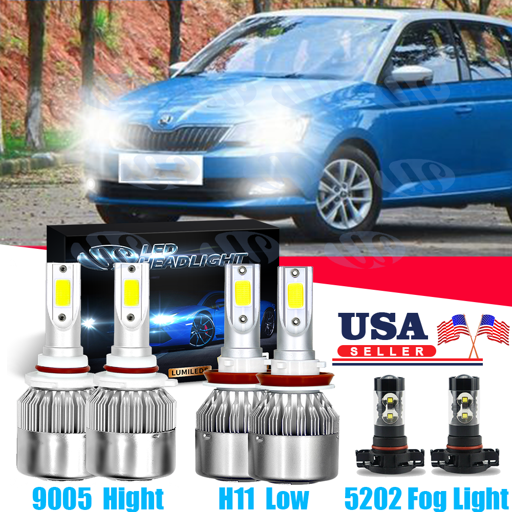 SHENKENUO 6x 6000K LED Headlights & Fog Light Bulbs Combo For Chevy Silverado 1500/2500 (2007-2015) – HB3/9005, 50W, 12V, 30K Hrs, Cool White