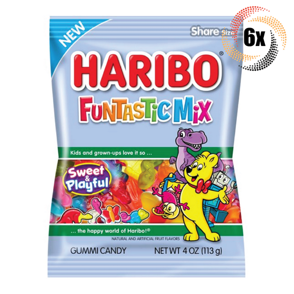 6x Bags Haribo Dinosaurs Flavor Gummi Candy Peg Bags | Share Size | 5oz