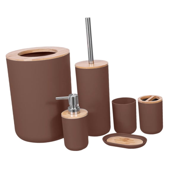 6x Bathroom Accessories Set Bathroom Essential Set for Farmhouse Decoration Coffee