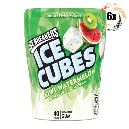 6x Bottles Ice Breakers Kiwi Watermelon Flavor Ice Cubes | 40 Pieces Per Bottle