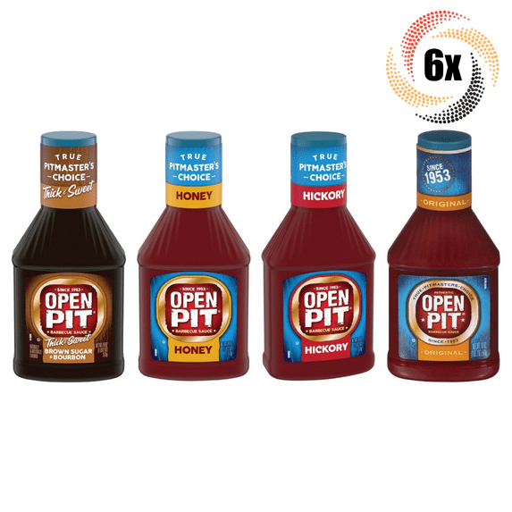 6x Bottles Open Pit Barbecue Sauce Variety Flavors 18oz