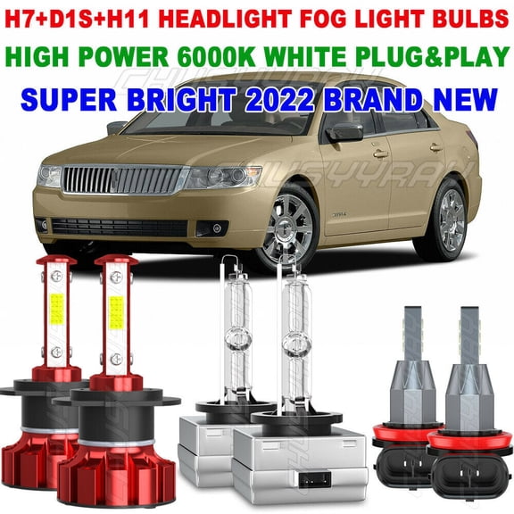6x Bright HID LED Headlight High Low Fog Light Bulbs Kit for Lincoln Zephyr 2006