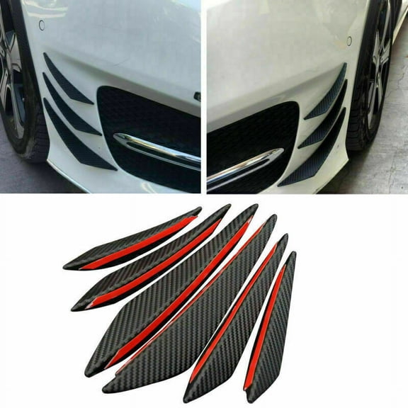6x Car/Auto Front Bumper Fins Spoiler Canards Refit Carbon Fiber Look SA