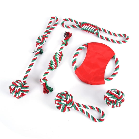 6x Christmas Theme Dog Chew Toy Rope Body Interactive for Puppy Breed Reducing Bore Dog Chew for Puppy Home Gift