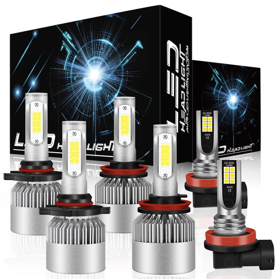 6x Combo H11 9005 H11 LED Headlight Conversion Kit High Low Beam Fog Light 6000K
