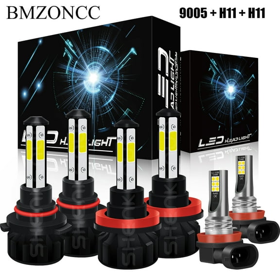 6x Combo H11 9005 H11 LED Headlight Conversion Kit High Low Beam Fog Light 6000K