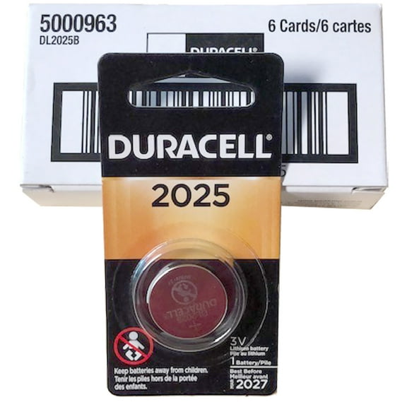 6x Duracell 3V Lithium Coin Battery 5003LC, ECR2025, BR2025, 280-205, SB-T14
