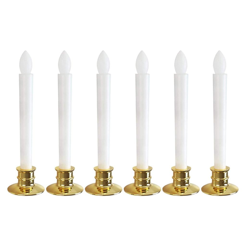 6x Electric Taper Candles Window Candles Lamp for Christmas Golden
